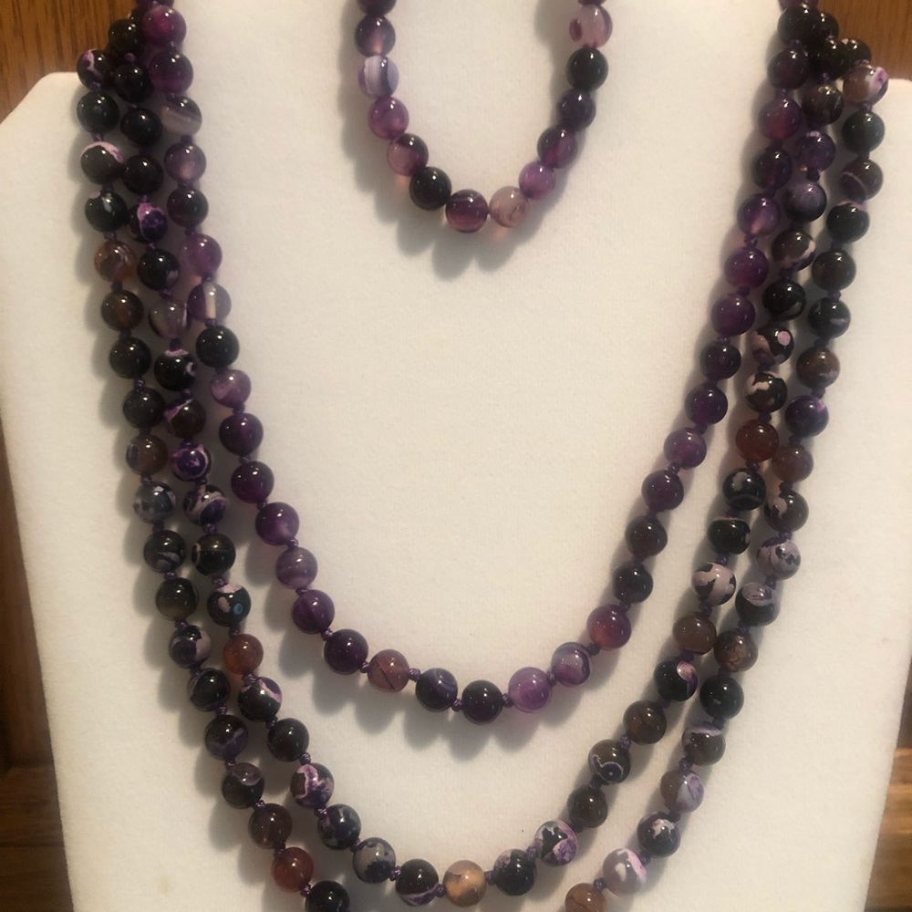 Natural Purple agate necklaces and bracelet